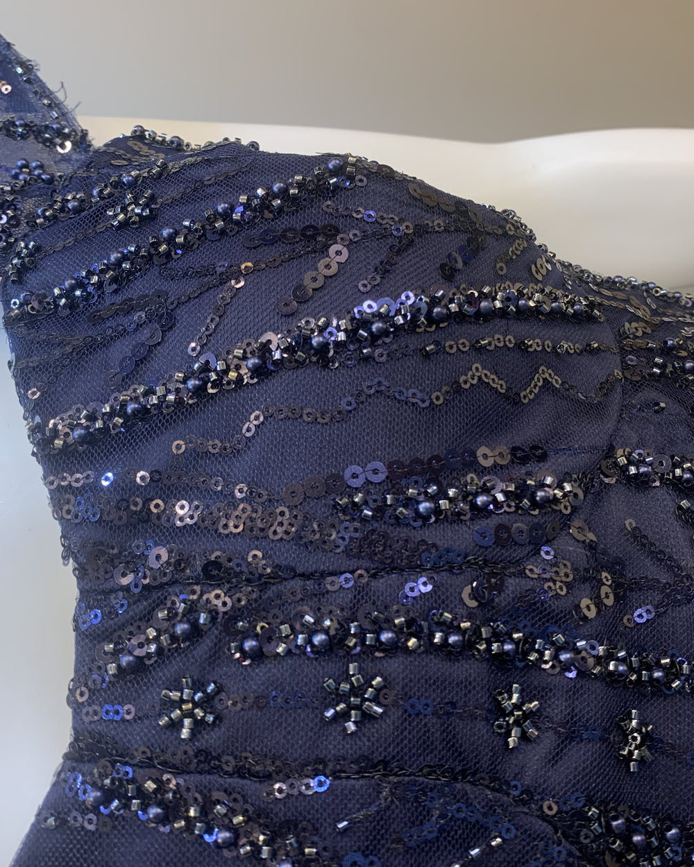 Midnight Navy Beaded Net Mermaid Lehenga