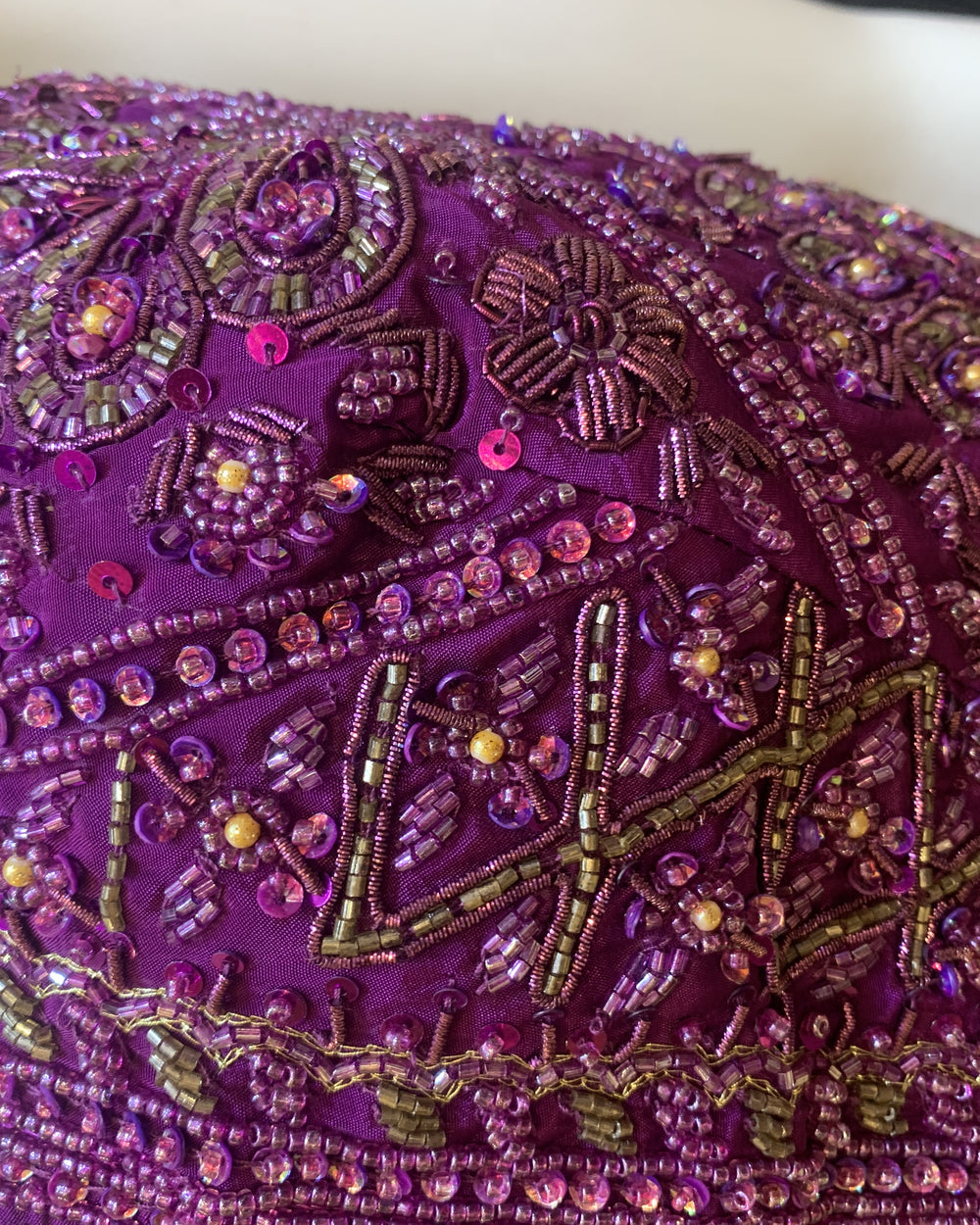 Mahira Plum Beadwork Crepe Lehenga Set