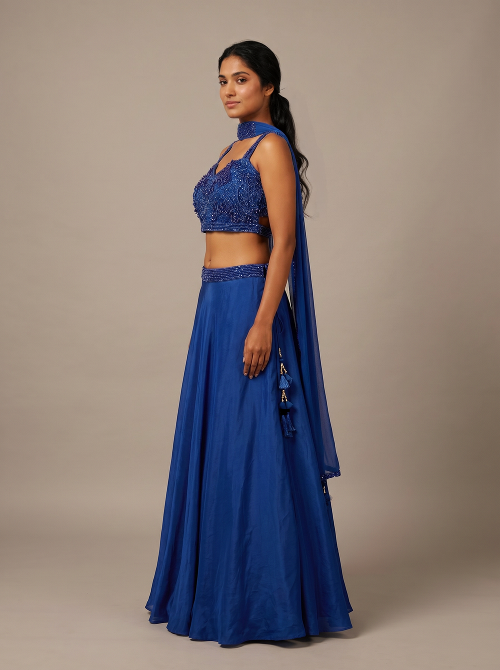 Neelambari Royal Blue Beadwork Lehenga Set