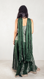 Forest Green Chinnon Palazzo Set With Sequin Bodice — view 2