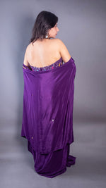 Purple Crepe Sequin Halter Blouse and Drape Skirt Set — view 2