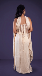 White Crepe Corset Blouse and Pleated Skirt Set — view 2