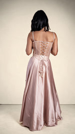 Light Pink Satin Corset Lehenga With Cutdana Bodice — view 2