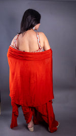 Orange Crepe Skirt Set With Zari Bustier and Cape — view 2