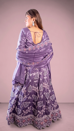 Purple Tissue Shimmer Lehenga With Zari Thread Work — view 2