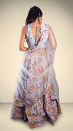 Sky Blue Crape Lehenga With Thread and Zari Work — view 2