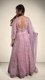 Baby Pink Net Kali Lehenga With Beads and Cutdana — view 2