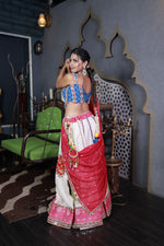 White Cotton Flared Lehenga With Mirror and Zari Work — view 2