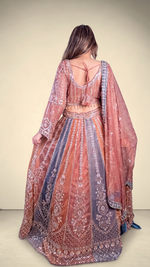 Rust Net Kali Lehenga With Zari and Sequin Work — view 2