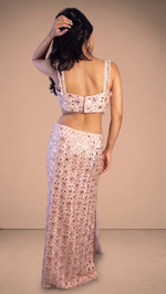 Baby Pink Crepe Mermaid Lehenga With Mirror Work — view 2