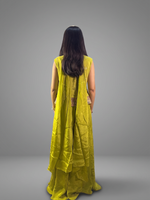 Parrot Green Silk Palazzo Suit With Paisley Embroidery — view 2