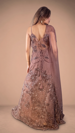 Nude Brown Cord-Embroidered Mermaid Lehenga Set — view 2