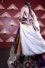Multi Colour Cotton Kali Lehenga With Mirror Work — view 2