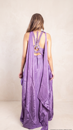 Lilac Crepe Cutdana Halter Set With Draped Dupatta — view 2