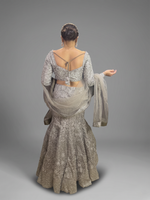 Grey Net Fishtail Lehenga With Sequin and Cutdana Work — view 2