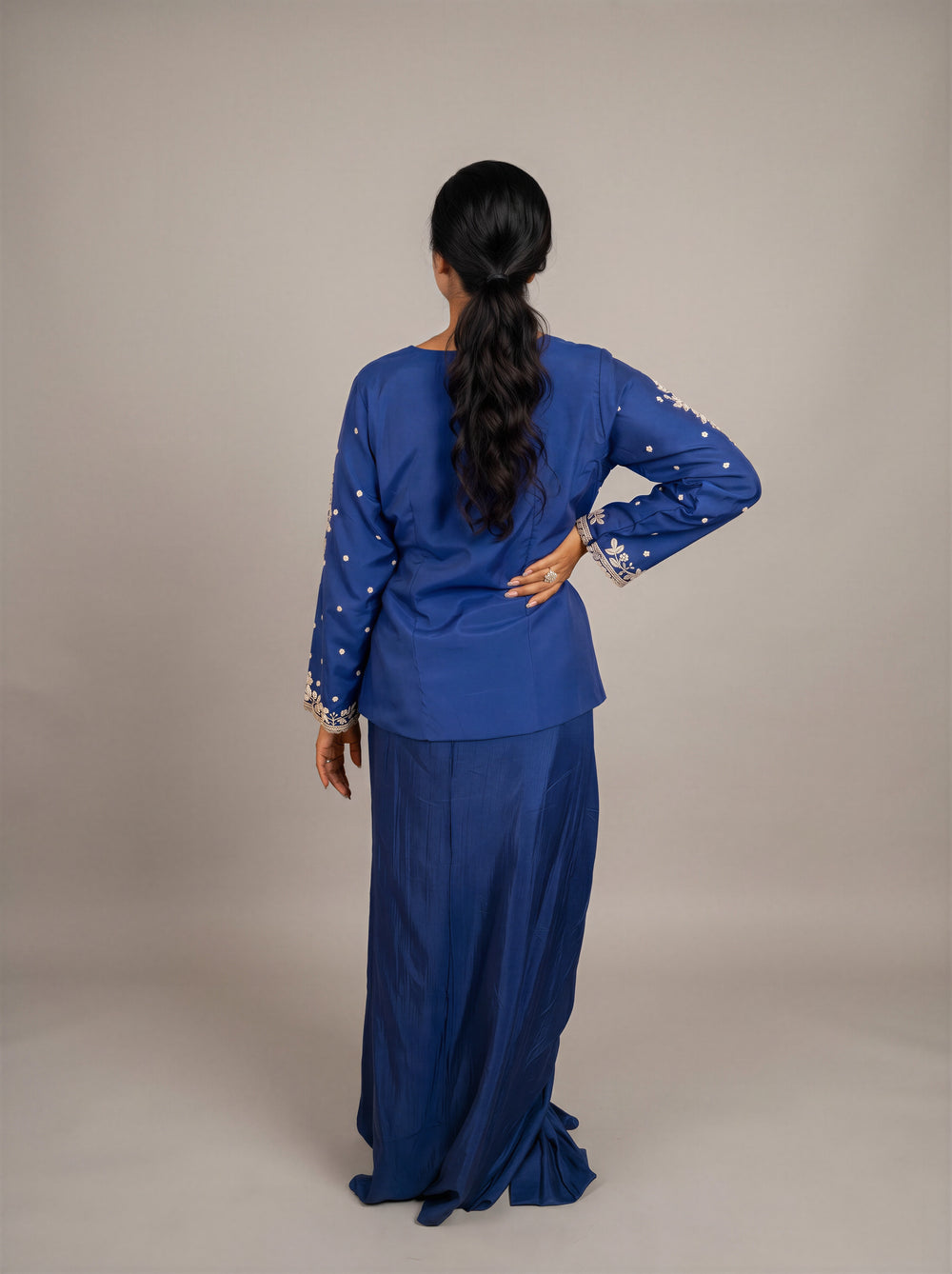 Nilaya Navy Beaded Dhoti Jacket Set