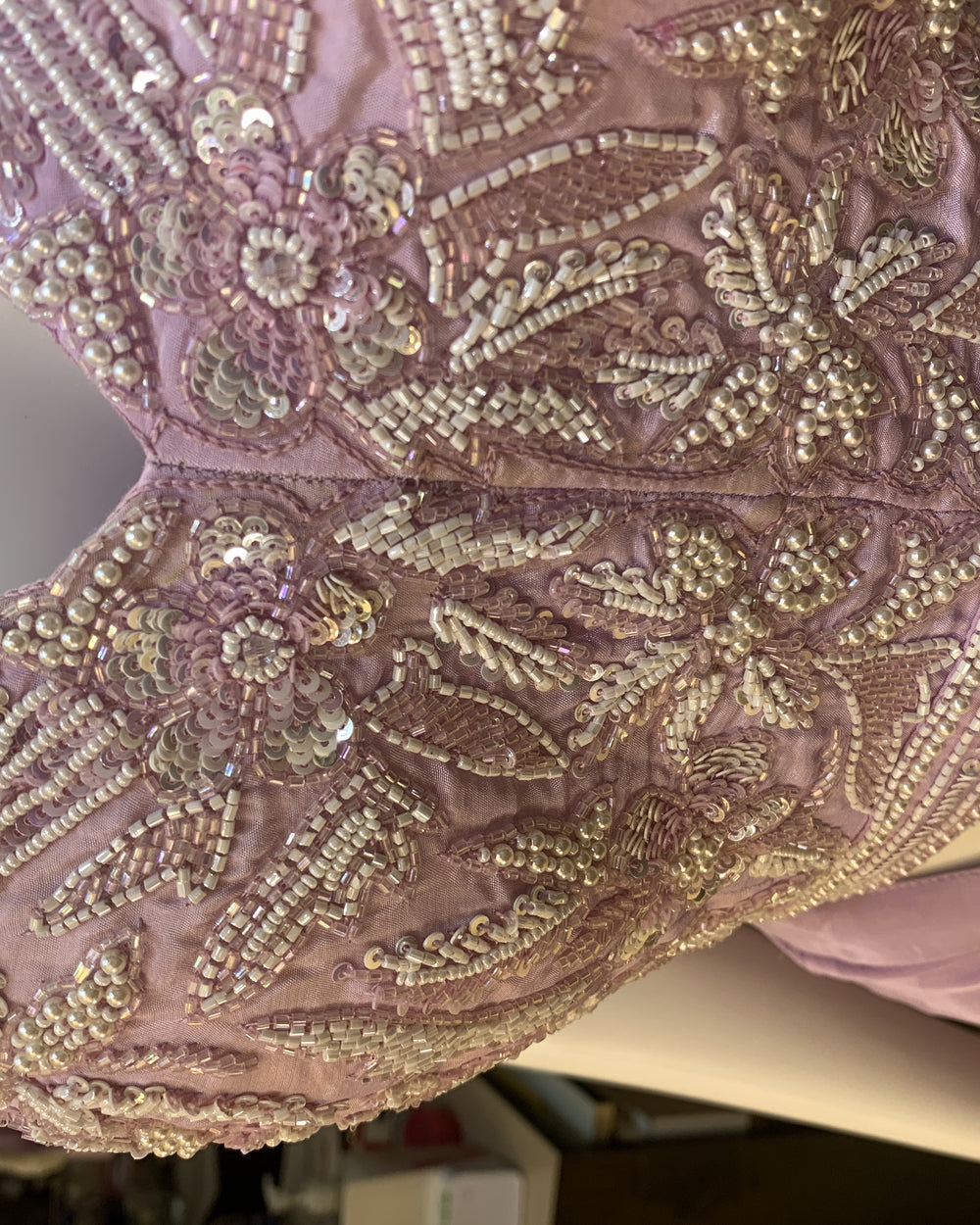 Mauve Pearl Beadwork Dhoti Drape Set