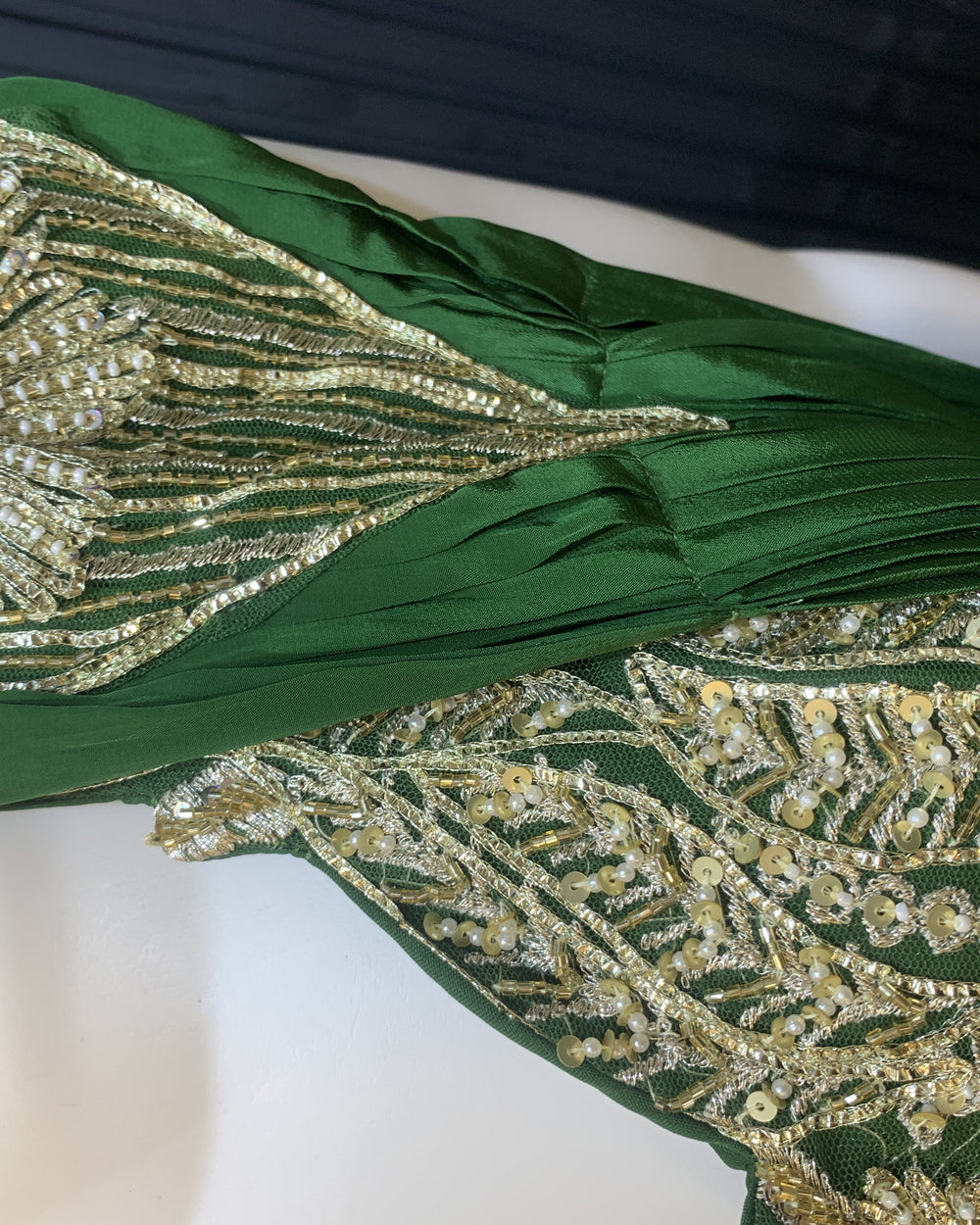 Vanya Bottle Green Zari Pre-Draped Saree