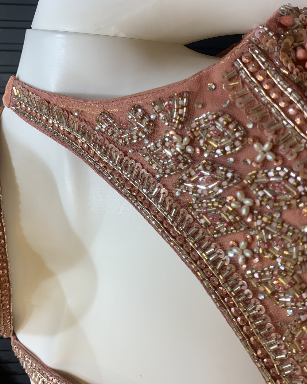 Coral Shimmer Tissue Beadwork Lehenga Set