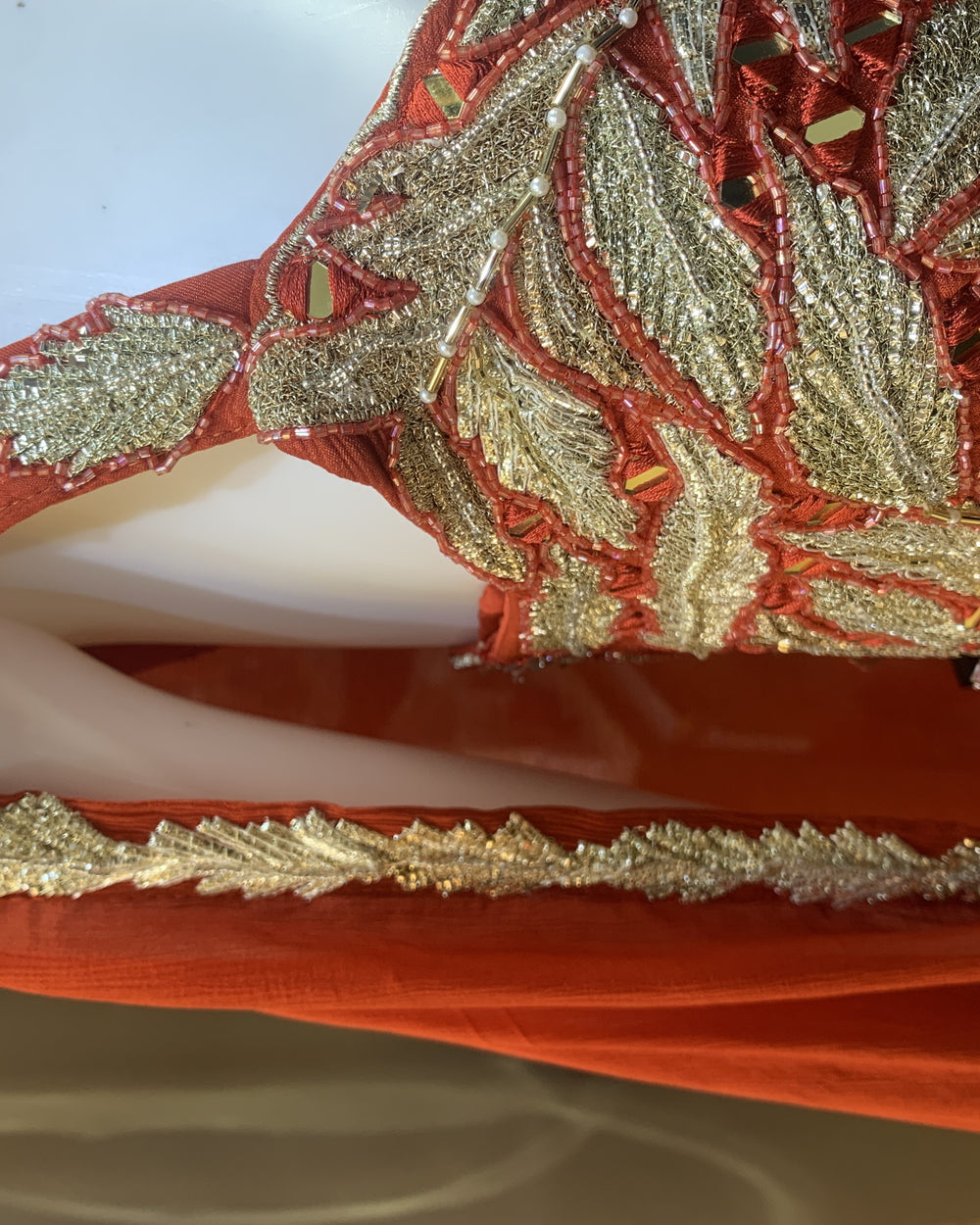 Marigold Orange Mirror-Work Cape Set
