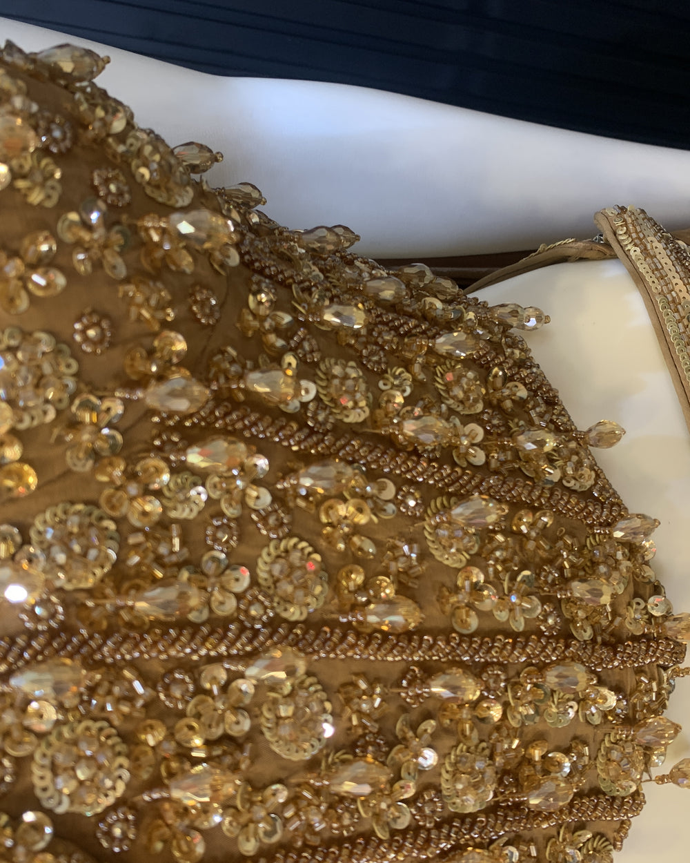 Molten Gold Crystal Bead Lehenga Set