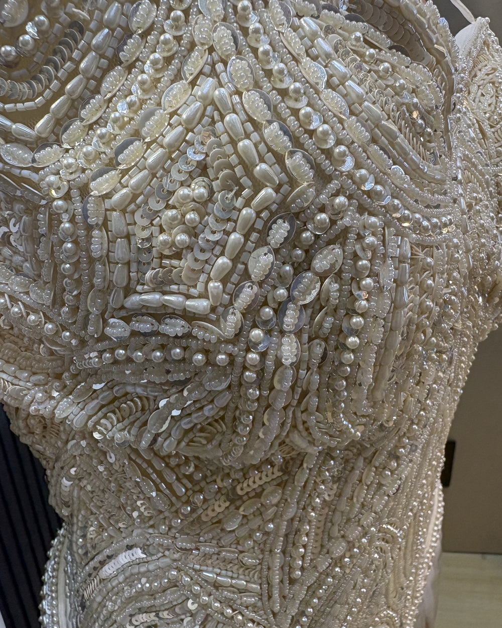 Ivoire Pearl Bustier Pre-Draped Satin Saree