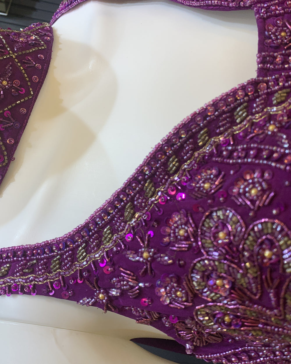 Mahira Plum Beadwork Crepe Lehenga Set
