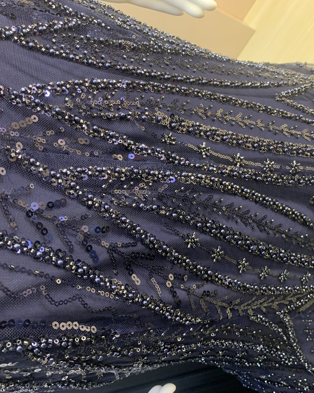 Midnight Navy Beaded Net Mermaid Lehenga