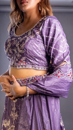 Purple Tissue Shimmer Lehenga With Zari Thread Work — view 5