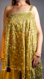 Parrot Green One-Shoulder Cape and Palazzo Set — view 5