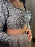 Grey Net Fishtail Lehenga With Sequin and Cutdana Work — view 5