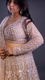 Blush Pink Net Lehenga With Cutdana and Sequin Work — view 5
