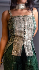 Forest Green Chinnon Palazzo Set With Sequin Bodice — view 5
