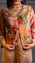 Multicolour Floral Satin Crop Top and Sharara Set — view 5