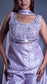 Lilac Raw Silk Mirror Zardozi Palazzo Suit Set — view 5