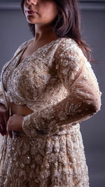 Ivory Net Flared Lehenga With Zari and Cutdana Florals — view 5
