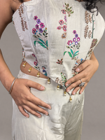 Ivory Crepe Floral Embroidered Corset Sharara Set — view 5