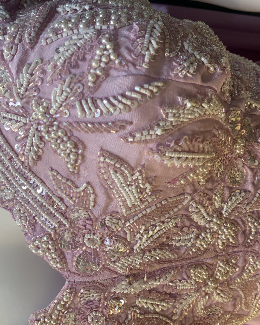 Mauve Pearl Beadwork Dhoti Drape Set