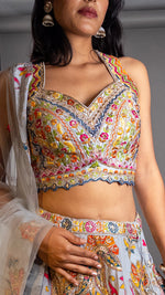 Sky Blue Crape Lehenga With Thread and Zari Work — view 6