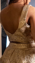 Gold Organza Tissue Flared Lehenga With Bead Work — view 6