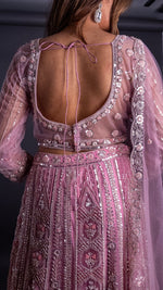 Baby Pink Net Kali Lehenga With Beads and Cutdana — view 6