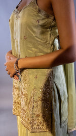 Pista Green Shimmer Tissue Kurta and Palazzo Set — view 6
