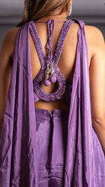Lilac Crepe Cutdana Halter Set With Draped Dupatta — view 6