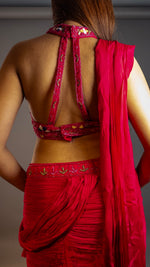 Hot Pink Crepe Mermaid Lehenga With Beaded Blouse — view 6
