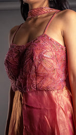 Onion Pink Fendy Tissue Palazzo Suit Set — view 6