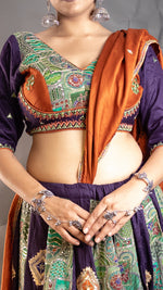 Purple Cotton Kali Lehenga With Stone Patchwork — view 6