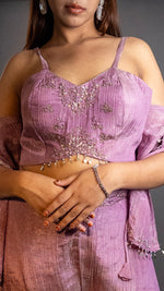 Lilac Pink Crush Tissue Palazzo Suit Set — view 6