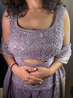 Lavender Georgette Sharara Set With Zari Dupatta — view 6
