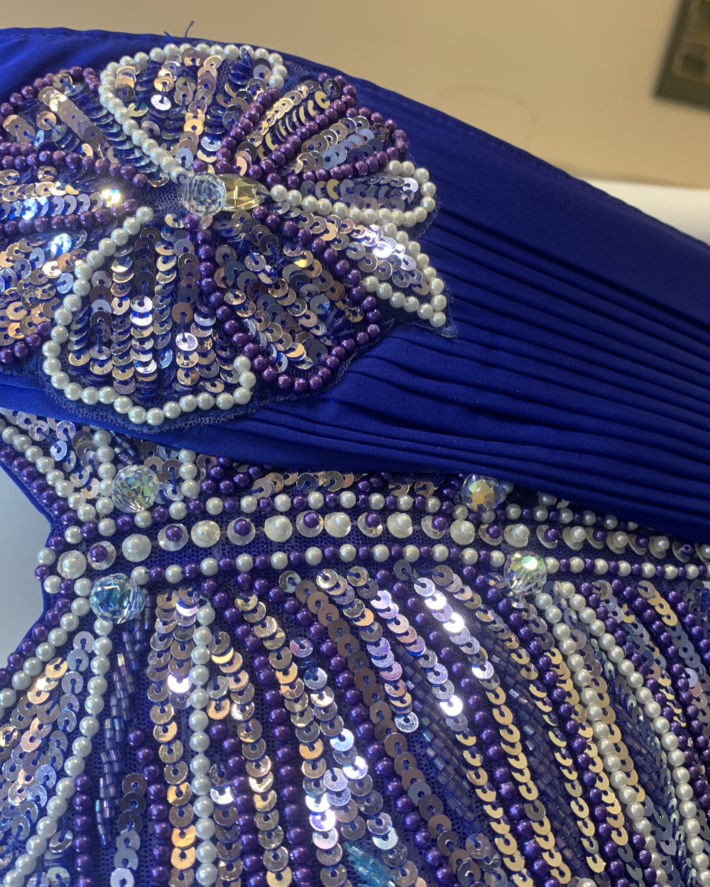 Indigo Royal Pearl Sequin Pre-Draped Saree