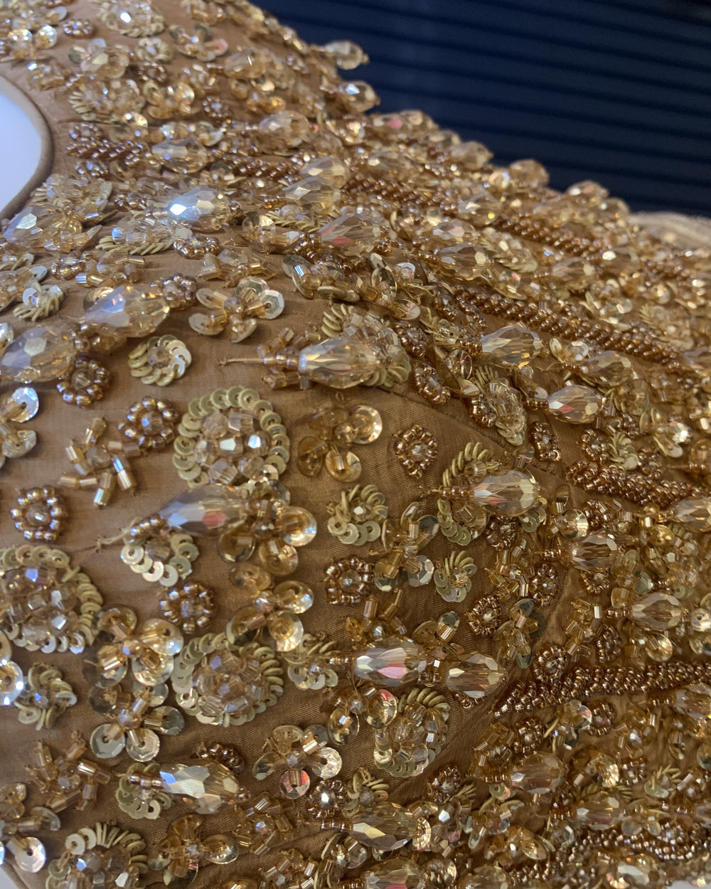 Molten Gold Crystal Bead Lehenga Set